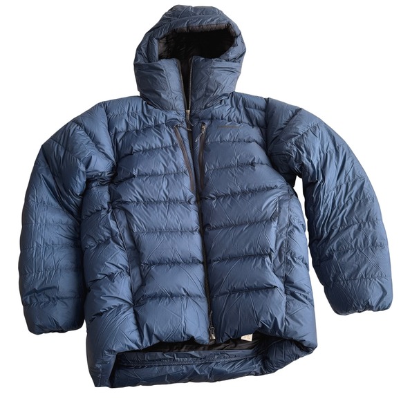 Patagonia EUC VII 900 Fill Down Belay Expedition Parka Clement Blue Mn L Wmn XL